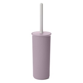 Decorative Plastic Toilet Bowl Brush and Holder Set, Lilac Purple (1 Pack) Cleaner Scrubber for Bathroom - Ribbed Design