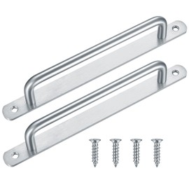 2 Pcs Barn Door Handles, Sliding Door Pull Handles, Stainless Steel Closet Cabinet Door Handles Pulls with Plates for Cupboard Cabinet Wardrobe Drawer Shed Pull Handles, 225mm/8.86 inch - Silver