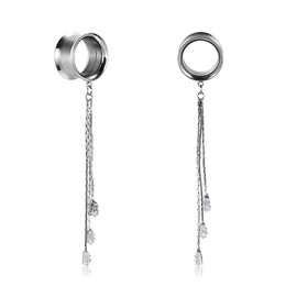 COOEAR Fashion Gauges for Ears Double Flared Tunnels Dangle Chain Expander Stretchers Earrings 6mm to 25mm.