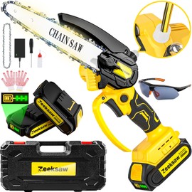 Cordless Mini Chainsaw 6 Inch, Auto Oiler &Tool-Box, One-Hand Handheld Electric Portable Chainsaw, Super Power Small Chain Saws 2x2000mAh Battery Operated, Hand Saw for Tree Wood Cutting Ranger