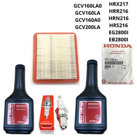 Genuine Tune up kit for HRR216 HRS216 HRX217 GCV160LA0 GCV190 GCV200 EB2800I with Genuine Air Filter 17211-Z8B-901 Spark Plug 98079-55846 and 24 fl. OZ of Genuine Motor Oil