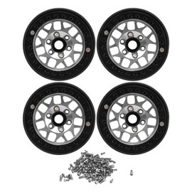 4pcs Rc Crawler Rims Universal Aluminum Alloy 1.9in RC Beadlock Wheel Rims for SCX10 SCX10 II Silver