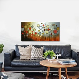 Wieco Art Extra Large Modern 100% Hand Painted Stretched and Framed Abstract Flowers Artwork Floral Oil Paintings on Canvas Wall Art Ready to Hang for Living Room Bedroom Home Decorations
