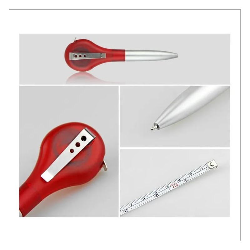 Multitool pen, ballpoint pen, tactical pen, practical red design with