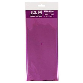 JAM PAPER Papel de seda - Mylar rosa fucsia - 3 hojas por paquete