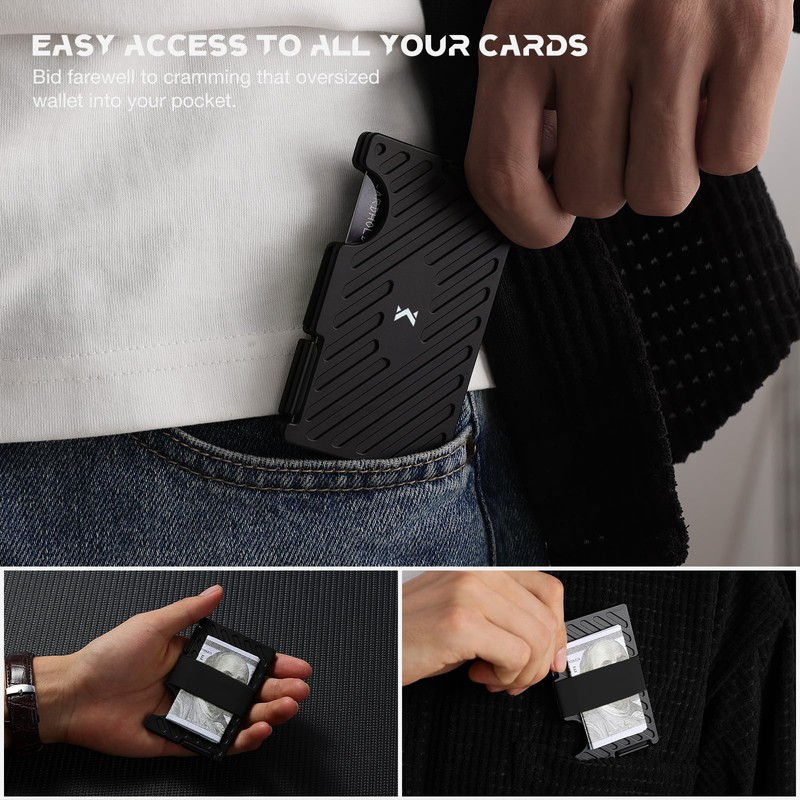 MIFANYO Wallets for Men, Minimalist Metal Card Holder with Money