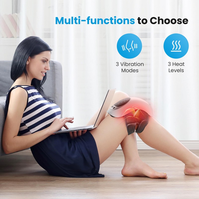 COMFIER Cordless Knee Massager with Heat,Vibration Knee Pain Relief,Red LightTherapy,Upgraded