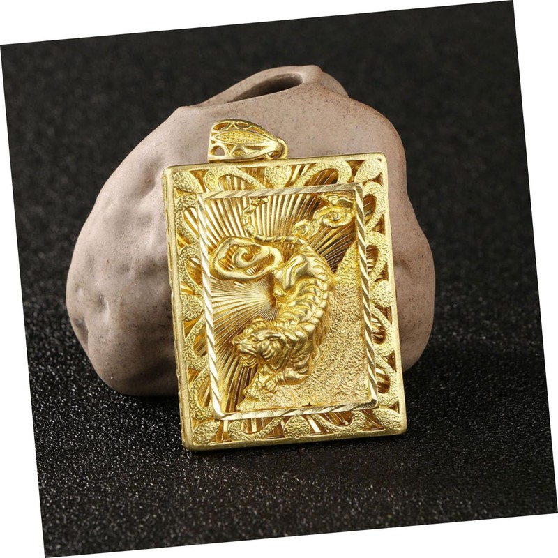DOITOOL 2pcs Antique Brass Zodiac Tiger Pendant Lightweight Hanging Decor