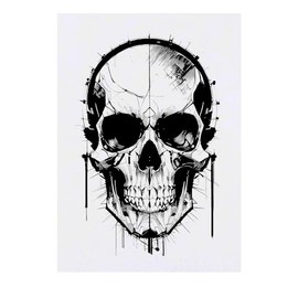 'Cyborg Skull' Temporary Tattoo - Water Resistant, Skin-Safe, Non-Toxic Transfer (TO00067303)