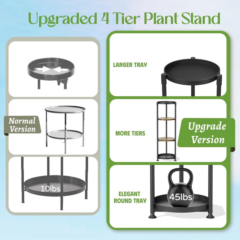 iDavosic.ly 4 Tier Corner Plant Stand Indoor, 45 Inch Tall