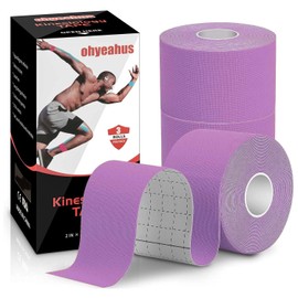 Kinesiology Tape(3 Rolls pack), Elastic Therapeutic Sports Tape Pro for Shoulder Knee Elbow Ankle, Waterproof, Breathable, Latex free, 2" x 19.7 feet Per Roll
