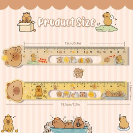15CM Cute Capybara Straighter Ruler, 2Pcs Plastic Clear Capybara Straighter Ruler, Plastic Measuring Tool Kawaii Portable Stationery School Supplies Stationery Transparent