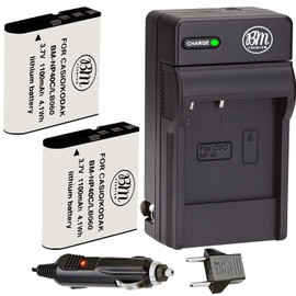 BM Premium 2 NP-40 Batteries and Charger Compatible with Casio Exilim EX-Z600, EX-Z700, EX-Z750, EX-Z1000, EX-Z1050, EX-Z1080, EX-Z1200 Digital Cameras