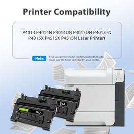 Compatible 64A CC364A Toner Cartridge Compatible for HP Laserjet P4015dn P4015n P4015tn P4015x P4515n P4515tn P4515 Printer Ink, 2 Pack for 64A CC364A Cartridge (Black)