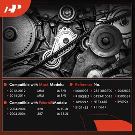 A-Premium Engine Serpentine Drive Belt Compatible with Peterbilt 320 387 2004 & Mack MRU 2012 2014, 8.9L 10.3L 15.2L