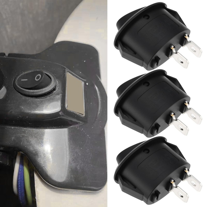 YINETTECH 5pcs SPST Oval Rocker Switch 2Pin Toggle Switch 6A/250VAC