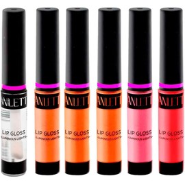 Kit labial lipgloss Anlett con 6 piezas #5 multicolor cont. Por pieza 9g por kit 54g