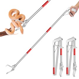 NorthSpoor 50in Snake Grabber Tool,Collapsible 3 Sections Stick Stainless Stee Portable with Locking- 2 Pick