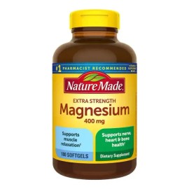 Nature Made Magnesio 400 Mg Alta Potencia Magnesium 180 Sg Sabor Sin Sabor Apoya la relajacin muscular, nervios, huesos y salud cardaca. 180 das de...
