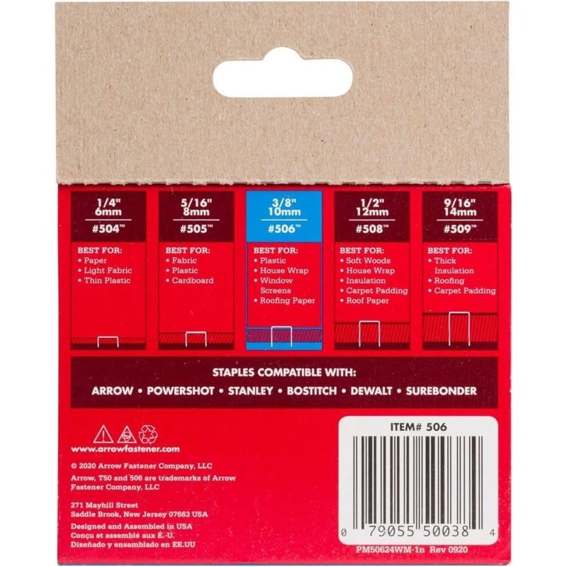 Arrow Fastener T50 Heavy Duty Staples, 3/8"