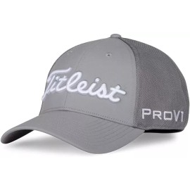 Titleist Golf Sports Mesh FJ/ProV1 Fitted Golf Hat COLOR: Gray/White SIZE: S/M