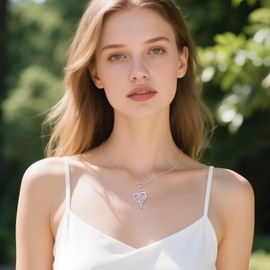 AXOMY Cherry Blossom Necklace 925 Sterling Silver Flower Jewelry Mother's Day Gift for Women Mom