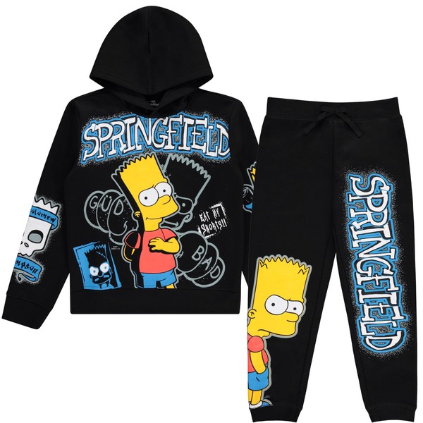 Boys Bart Simpson Hoodie and Jogger Sweatpants Clothing Set- Little