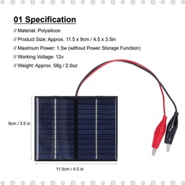 SALALIS 1.5W 12V Mini Small Solar Panel Module DIY Polysilicon Solar Cell Charger High Efficiency Output Power for Home DIY Projects, Toys and Chargers（115x90mm）