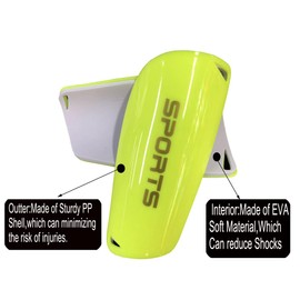 Soccer Shin Guards for Kid Youth Teen Adult - Shin Guards Sleeves with Inserted Pocket Cushion Protection Reduce Shocks and Injuries for TeamSports (Neon Green, Large)