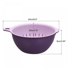 sourcing map Kitchen Strainer Colander Bowl Set, Small Double Layer Drain Basin and Basket Suitable for Fruits, Vegetables, Pasta, Berry - Purple