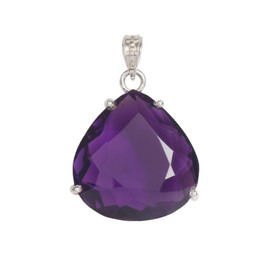 GEMHUB Violet Amethyst 21.60 Gram Pear Shape Gemstone Pendant Without Chain Sterling Silver Jewelry Fashion