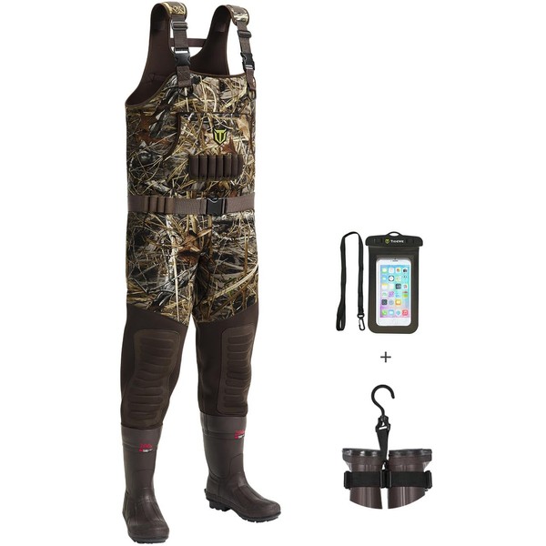 TIDEWE Hunting Waders with 200G Insulation Rubber Boots, Waterproof Cleated