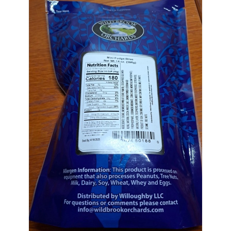 Wild Brook Orchards Mini Fudge Bites 14 oz Bag Chocolate