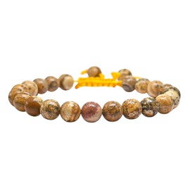 Picture Jasper Bracelet for Women Men's Gifts - Protection Healing Crystal Bracelet - 8mm Gemstone Beaded Adjustable Bracelet Pulseras Para Hombres Mujer Stocking Stuffers