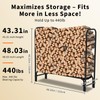 Premium 4Ft Firewood Rack Cover Set Heavy Duty Steel Log