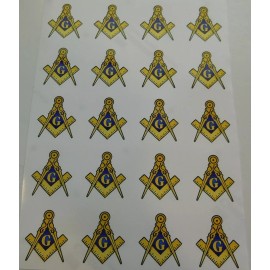 ProSticker 003 (20pk) 1" Masonic Compass Square Decals Stickers Mason Lodge