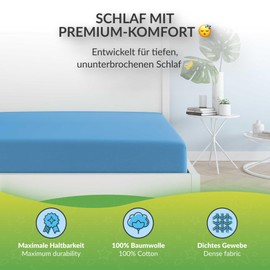 etérea Jersey 2er Set Spannbettlaken 60x120cm - 70x140cm Hellblau bis 15 cm Höhe - 100% Baumwolle Spannbetttuch Oekotex - Doppelpack Bettlaken 60x120 cm - 70x140 cm - Blau