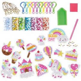 DKDDSSS Diamond Art Keyrings Kits, Diamond Painting Keychain for Kids, Craft Kits for Kids, Arts and Crafts Kits for 6-10 Year Old Girls Birthday Gifts