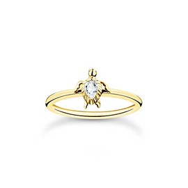 THOMAS SABO TR2401-414-14 Women's Tortoise Ring 925 Sterling Silver 750 Yellow Gold Plated, Sterling Silver, Cubic Zirconia