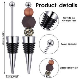 Kosiz 30 Pcs Beadable Wine Stoppers for Wine Bottles Decorative Beaded Wine Bottle Stopper Reusable Alloy Wine Saver for Beverage Gifts Holiday Party Wedding Bar (Black)