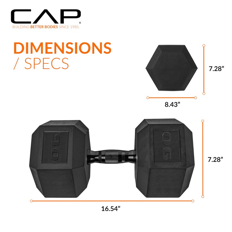 CAP Barbell 90 LB Coated Hex Dumbbell Weight with Black