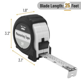 Mr. Pen- Retractable Tape Measure 25 ft, White, Easy Read, Steel Retractable Measuring Tape with Fractions, Ideal for Construction & DIY Projects