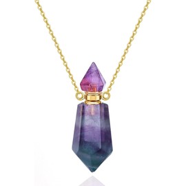 RJCMJDEU Cremation Jewelry Urn Necklaces for Ashes for Women Men, Natural Crystal Stone Memorial Keepsake Pendant Urn Locket for Human Ashes Holder, Rainbow