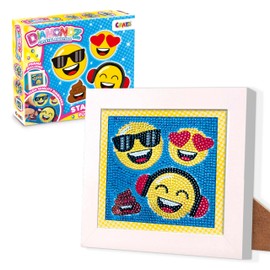 CRAZE DIAMONDZ Starter Set Funny Face - Diamond Painting Children's Emoji Stencil, DIY Diamond Painting Children's Craft Set, 15 x 15 cm