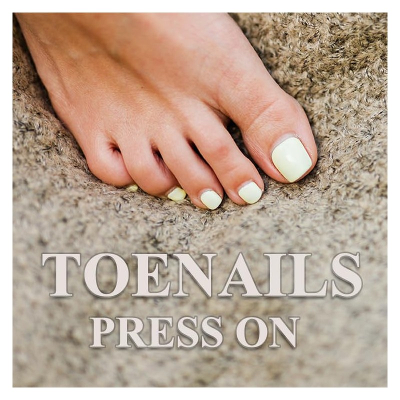 MERVF Press on Toenails for Women Yellow French Tip Acrylic