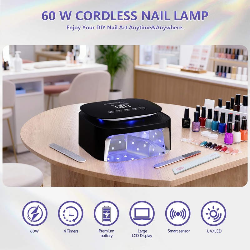 BETE 60W Cordless UV LED Nail Lamp - Rechargeable Gel