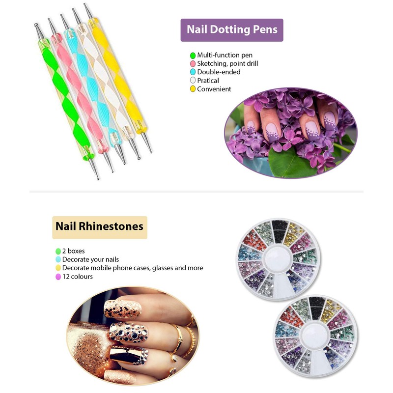 Kiara World 48pcs, Nail Pen Designer Stamp Art Tool Painting
