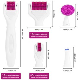 LOPHE Derma Roller, 6-in-1 Microneedling Derma Roller for Body and Face Care, Microneedles Scar Roller for Anti-Wrinkles, Stretch Marks