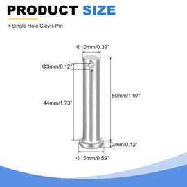 uxcell 2Pcs 3/8" x 2" Single Hole Clevis Pins, 304 Stainless Steel Flat Head Clevis Pins Hitch Pin for Trailer Latch, Mechanics Repair, Furniture Installation, Industrial Equipment