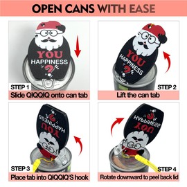 QIQQIQ Can Tab Opener for Pet & Food Cans,Cat Can Opener Tool for Long Nails,Arthritis & Sore Hands,Magnetic Fridge Can Opener with Cute Designs Santa Black